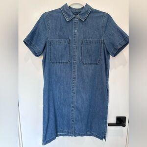 Twik Denim Dress size Small short sleeves side pockets buttons